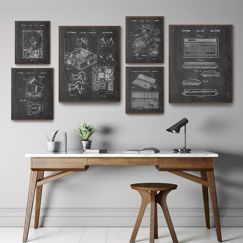 Tech Office Wall Decor - Lot de 6 affiches murales vintage