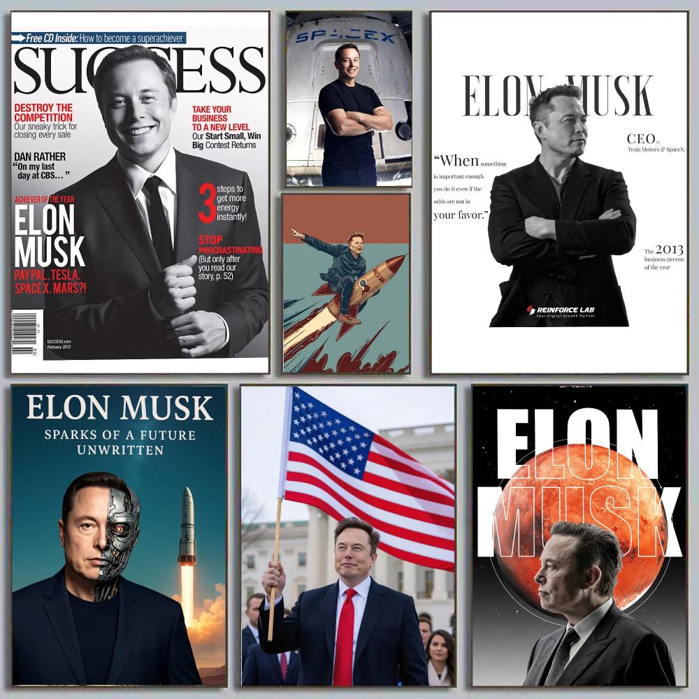 Tech Office Wall Decor - Elon Musk Dogefather, visionnaire technologique, PDG