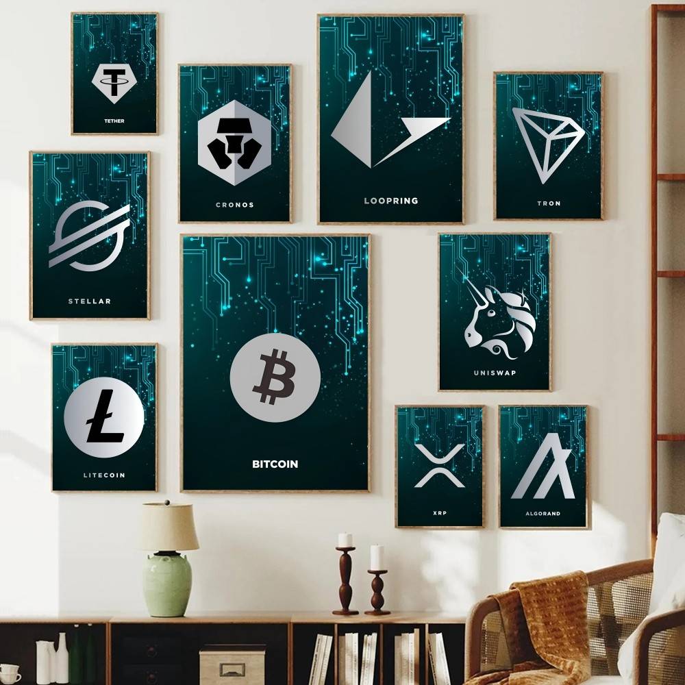 Affiche de symboles crypto de  - Tech Office Wall Decor avis et prix