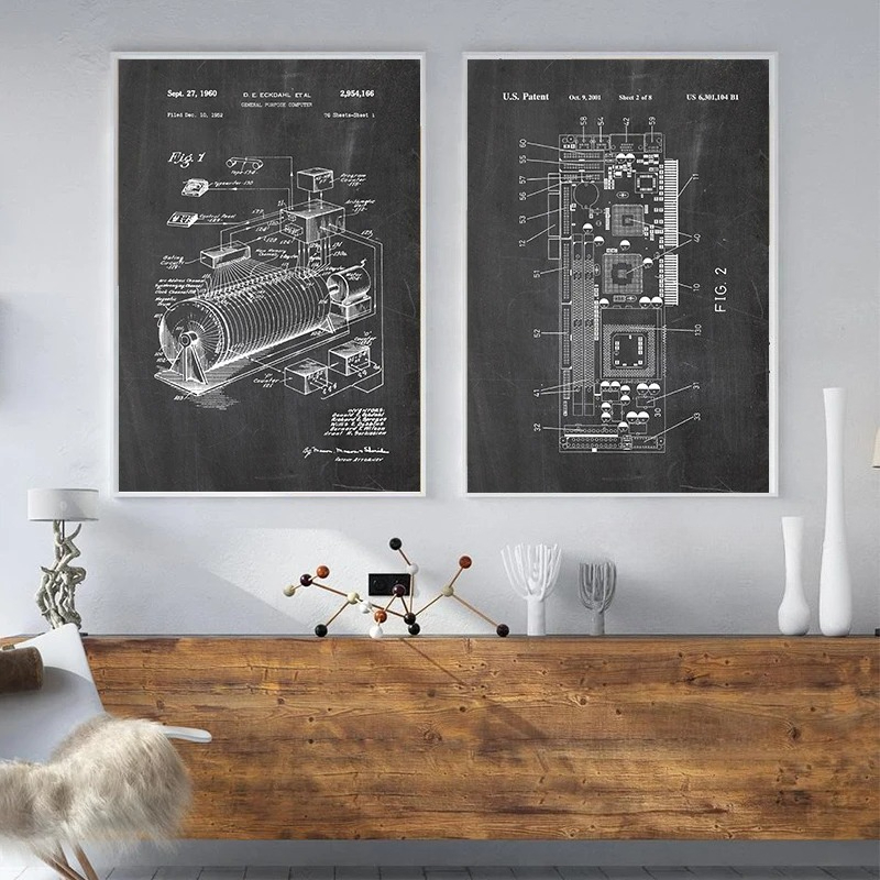 Lot de 6 affiches murales vint - Tech Office Wall Decor avis et prix