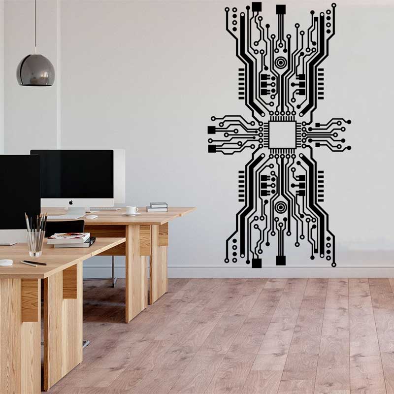 Autocollant mural de puce de c - Tech Office Wall Decor avis et prix