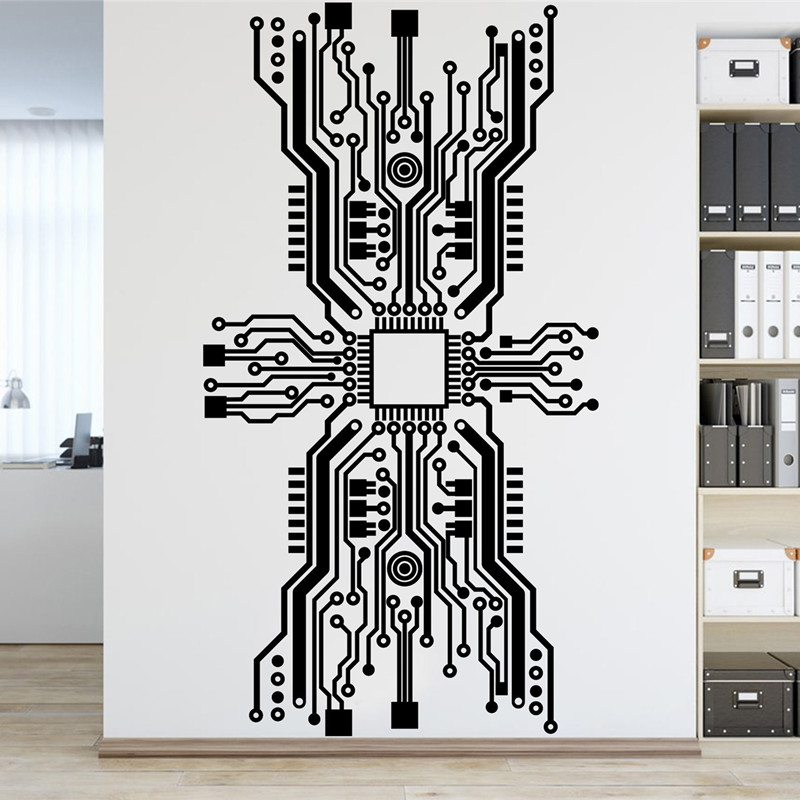 Autocollant mural de puce de c - Tech Office Wall Decor avis et prix