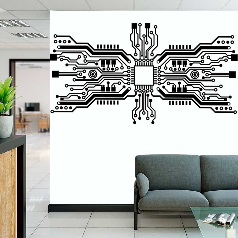 Autocollant mural de puce de c - Tech Office Wall Decor avis et prix
